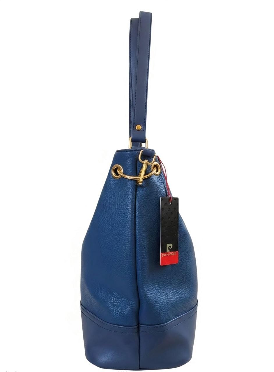 Pierre Cardin Borsa a Mano Donna Elegante 4077 Oslo17, Grande Borsa a Spalla Nero in Ecopelle Martellata, Sacca Casual da Giorno con Tracolla e Zip