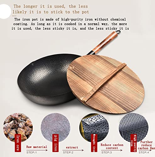 Wok tradicional de hierro 32cm con tapa de madera miniatura 4