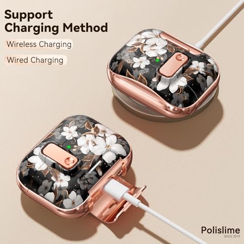 Image of for Apple AirPod Pro 3 Case 2025 with Lock,Clear TPU Floral AirPod Pro 3 Generation Case Cover for Women Girly, iPod Pro 3 Cases with Keychain & Cleaner Kit- Black Gold Flower