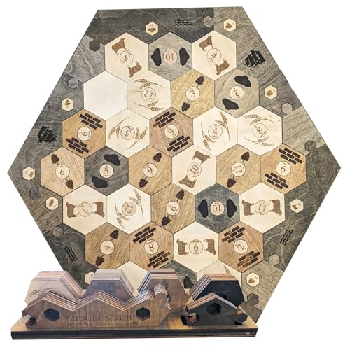 Personalized Wood Settler Game Board with Expansion Pack and Shelf Rack - 2-6 Players | Includes: Main Board, Expansion Pack, and Shelf Rack | Compatible with Settler's of Catan