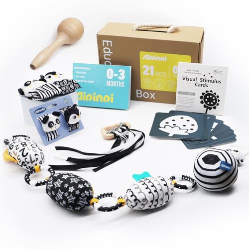 Image of AIPINQI 7 in 1 High Contrast Baby Toys Black and White Toy, 21pcs Montessori Education kit, Learning Educational Set Newborn Toys, Sensory Toys for Babies 0-3 Months