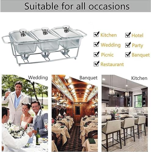XIAOYIWIN Chafing Dish 1,3 l Chafing Dishes Buffet-Set, rechteckige Buffetwärmer aus Edelstahl in voller Größe for Hochzeitspartys, Bankette und Catering(2.6L) – Bild 3
