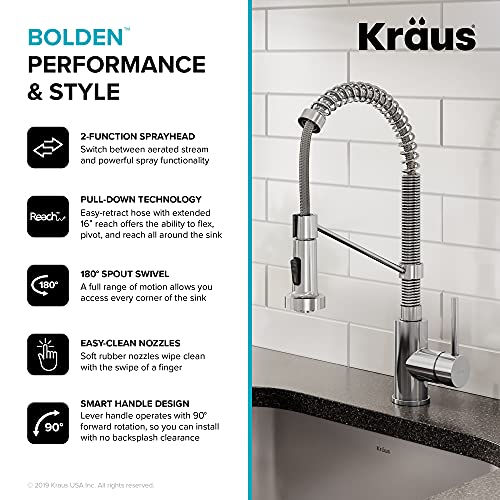 Kraus KPF-1610CH Bolden Commercial Style 2-Function Single Handle Pull Down Kitchen Faucet In Chrome thumb #8