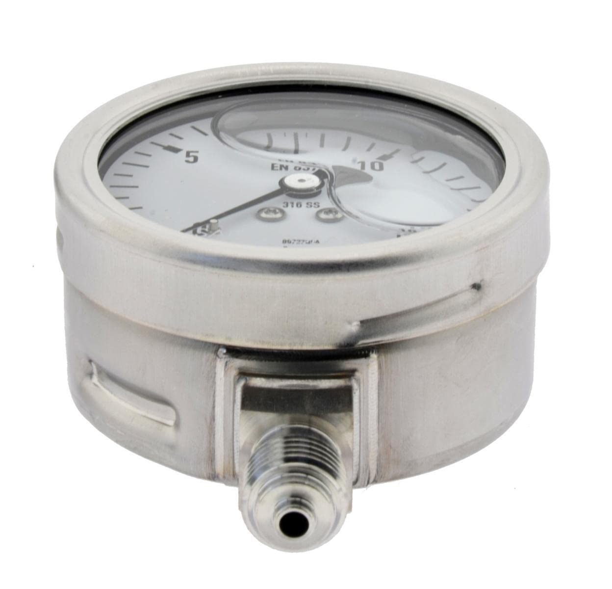 Wika Glycerinmanometer senkrecht Ø 63mm, Anzeige 0-10 bar Edelstahl Chemiemanometer