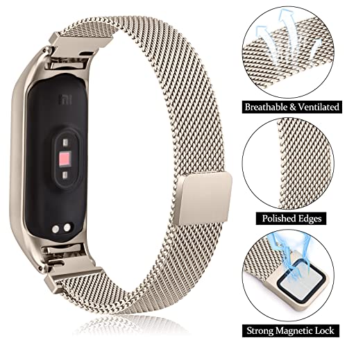 Image of Tobfit Magnetic Strap Compatible for Xiaomi Band 5 /6 (Watch Not Included), Stainless Steel Chain Strap with Magnetic Buckle, Sport Replacement Watchstrap for Women Men