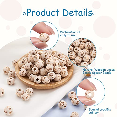 Cheriswelry 200pcs 10mm Natural Unfinished Round Wood Beads with Cross Solid Wooden Ball Loose Spacers for DIY Jewelry Making Hole:2mm - Image 3