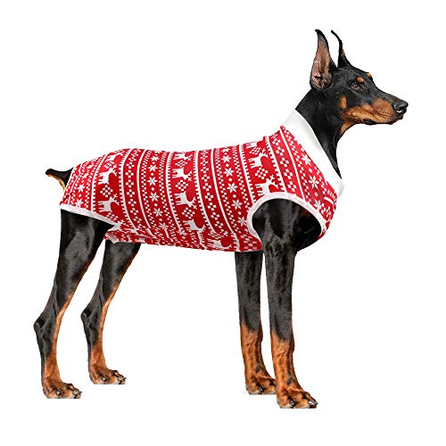 LIANZIMAU Dog Surgery Recovery Suit Onesie Soft Christmas Surgical Abdominal Wounds And Skin Protector Avoid Licking Cone E Collar Alternative After Surgery Wear