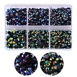 3000pcs Flatback Rhinestones for Crafts,Black AB Crystals Rhinestone,Resin Flatback Rhinestones Glit