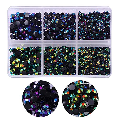 3000Pcs Flatback Rhinestones For Crafts,Black Ab Crystals Rhinestone,Resin Flatback Rhinestones Glitter Gems Nail Diamonds Rhinestones Flatback Rhinestones For Clothes Accessories Diy #TOP4