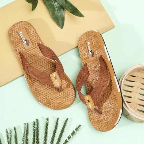 Image of Men's Orthopedic Comfort Flip Flops with Soft Fabric Straps | Cushioned Anti-Skid Footbed Slippers for Men | Lightweight Walking Flip Flops for Home, Outdoor, Indoor Use