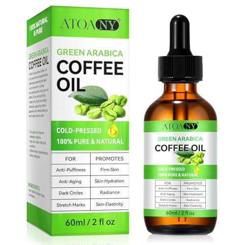 Kaffeeöl Gesicht 60ml- 100% Rein und Natürlich Kaffeeöl Gegen Falten für Gesicht Körper Haare | Grünes Arabica-Kaffeeöl Anti-Puffiness & Firm Skin | Kaffeeöl Hautpflege Kaltgepresst & Vegan