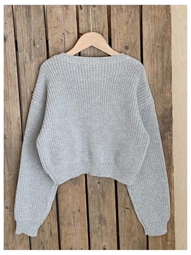 Image of BEAUDRM Girl's Cute Bow Sweater Crew Neck Long Sleeve Drop Shoulder Loose Pullover Tops
