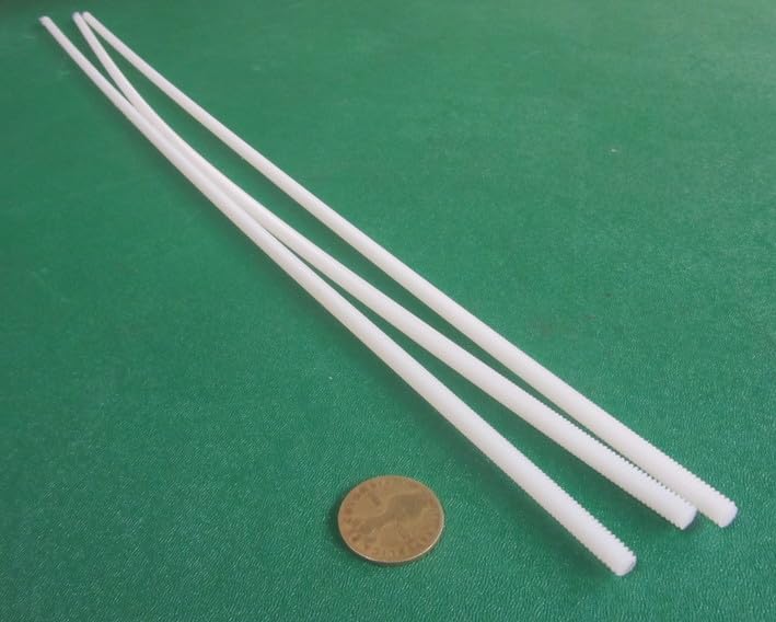 Natural Nylon 6/6 Fully Threaded Rod RH 1/4"-20 x 24 Length 3 Pcs.