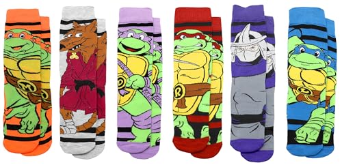 Hyp Teenage Mutant Ninja Turtles TMNT 6 Pair Pack Novelty Athletic Crew Socks for Men, Shoe Size 6-12