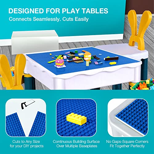 Image of Lekebaby 6 Pack Classic Baseplates 10 inch x 10 inch, Building Base Plates for Building Bricks, 100% Compatible with Major Brands and Activity Table-Baseplate, Sturdy & Safe, Age 3 and up Kids, Blue
