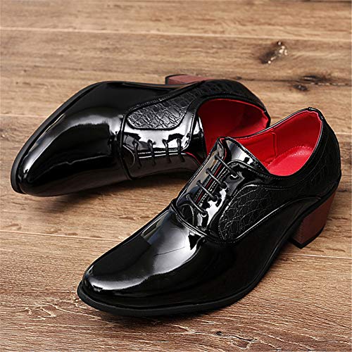 Dress Formal Shoes for Men Lace Up Round Toe Patent Leather Faux Leather Rubber Sole Resistant Non Slip Anti-Slip Block Heel Wedding2