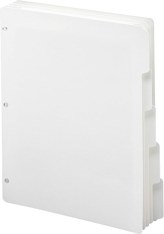 Smead ThreeRing Binder Index Dividers, 1/5Cut Tabs