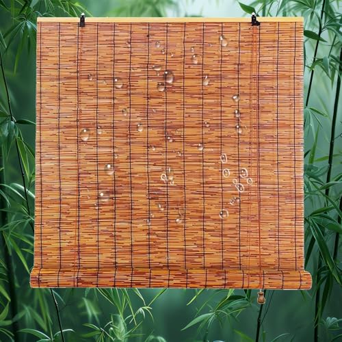 Estor Enrollable de Bambú para Puertas y Ventanas Cortinas de caña Bambu Exterior Natural Cortina Enrollables Exterior Interior 40 60 80 100 120 140 160 180cm Persianas Romanas para Jardín Ocultación