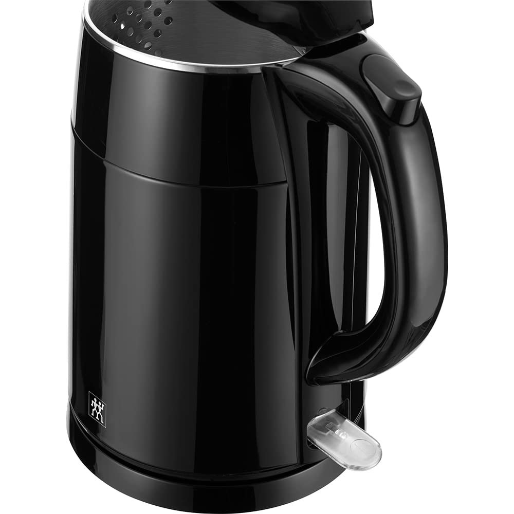 ZWILLING Hervidor de agua, 1,2 litros, 1550-1850 W, estación base de 360 grados, protección contra ebullición en seco, acero inoxidable/plástico, color negro