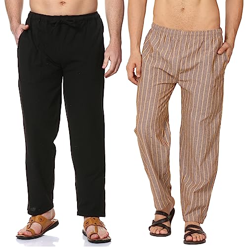 Image of Aatman One Size Men's Eco-Friendly Cotton Pyjama Pack of 2 | Fits Waist Size 28 to 36 Inches