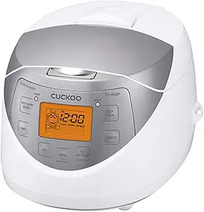 CUCKOO Rice Cooker 6 Cup Uncooked / 12 Cup Cooked, Korean Fuzzy Logic Rice Cooker Small with Delay Timer & Keep Warm Setting, Versatile Food Steamer for Cooking, Non-Stick Inner Pot, Silver (CR-0632F)