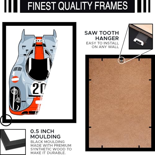 Image of BLINKART Ford Mustang GT Le Mans CarFramed Posters Gift Items Boys Room Wall Decoration Bedroom Office Studio Synthetic Wood Frame & Acrylic Glass Ready to Hang - 18x12 Inch, (A4 Size) - CAR-006