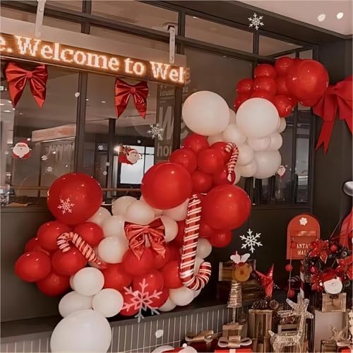 Image of 130pcs 18 /12 /10 /5 Inch Red and White Balloons Garland Arch Kit