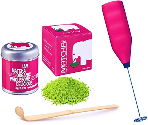 MODERN Bio Matcha Set - Love Blend - Gold Prämiert 2014 - (30g original Bio Matcha + elektronischer Matchabesen + original Matcha Bambus-Löffel)