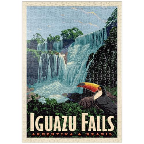 MyPuzzle Cataratas del Iguazú: Argentina Y Brasil, Póster De Época - Premium 1000 Piezas Puzzles - Colección Especial MyPuzzle de Anderson Design Group