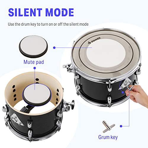 Donner Drum Set Adult with Practice Mute Pad,5-Piece 22 inch Full Size Acoustic Drum Kit, Black- DDS-520 - image 2