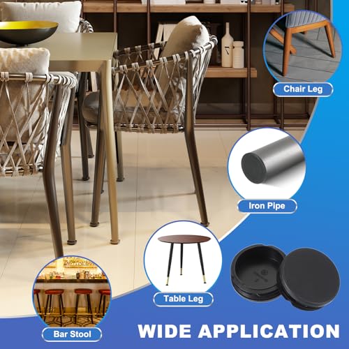 Image of PATIKIL 2-3 /8 Inch Plastic Tubing End Caps, 10 Pcs Round Hole Plug Insert for Round Iron Pipe Chair Leg Table Bookshelves Patio Furniture, Black