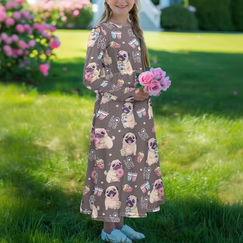 Renewold Long Sleeve Girls' Dresses Casual Dresses with Pockets Girls Swing Twirl Dress Crewneck3