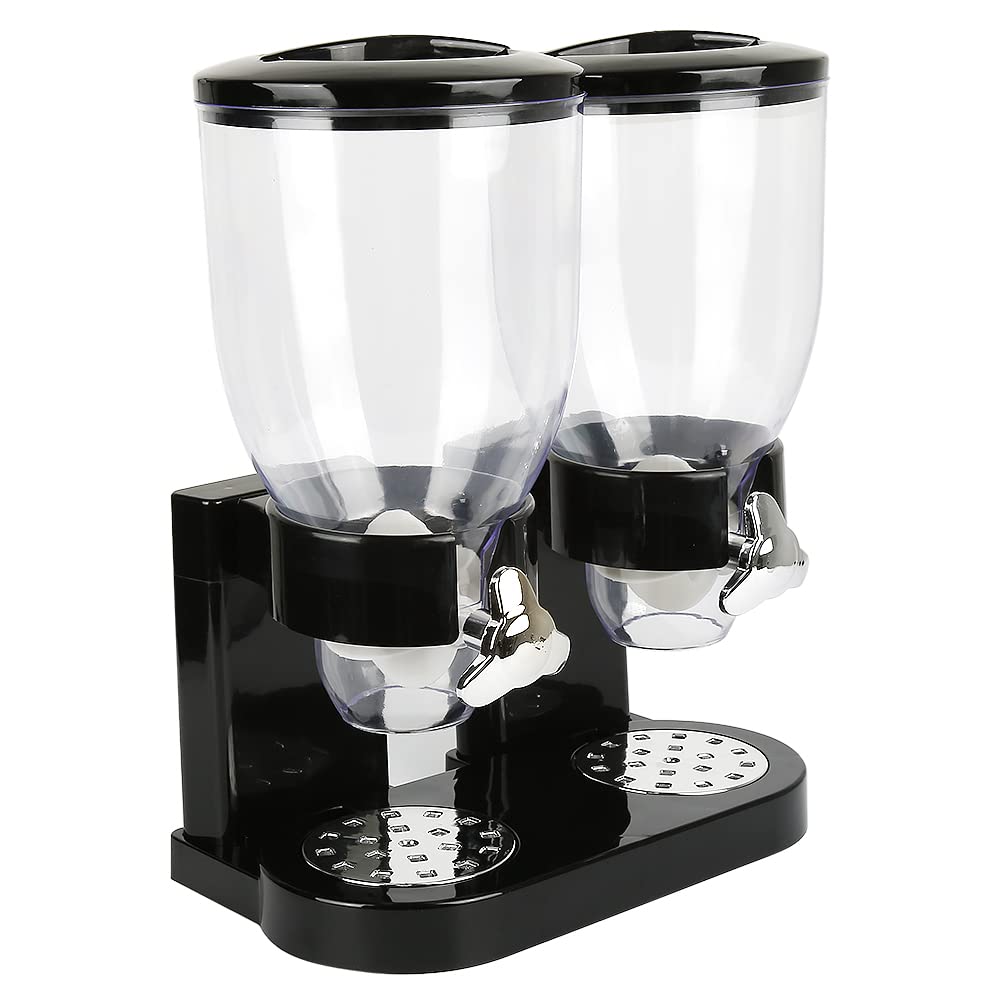 Distribuidores de cereales – Dispenser de caramelo, Muesli, Cornflakes, adecuado para cereales de desayuno, sin BPA, cornflakes dispensador para frutas secas – 35 x 34,5 x 20 cm – Negro – 2 piezas