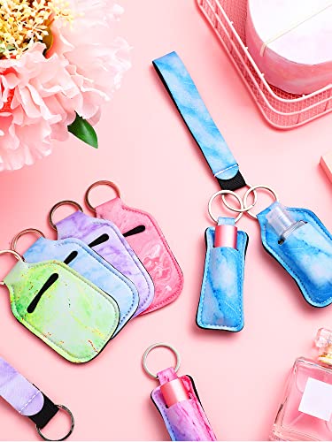 Geiserailie 40 Pcs Hand Sanitizer Keychain Holder Set Travel Bottle Holder Lipstick Case Wristlet Keychain(Chic)3