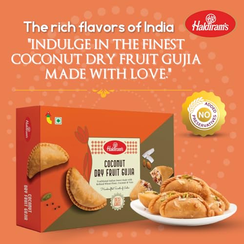 Image of Haldiram's Coconut Dry Fruit Gujia 400g | Gujiya Sweets | Indian Mithai Festive Sweet Gift Box | Mithai for All Occasion- Holi Special