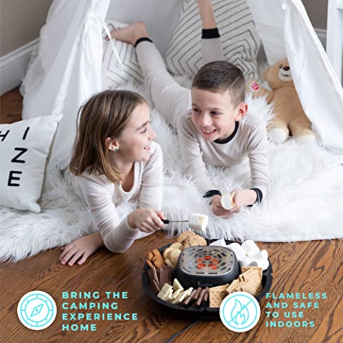 Kusini Smores Maker Tabletop Indoor - Flameless Electric Marshmallow Roaster – 4 Detachable Trays & 4 Roasting Forks – Gift Set & Date Night Idea. Movie Night Supplies & Housewarming Gift #TOP2
