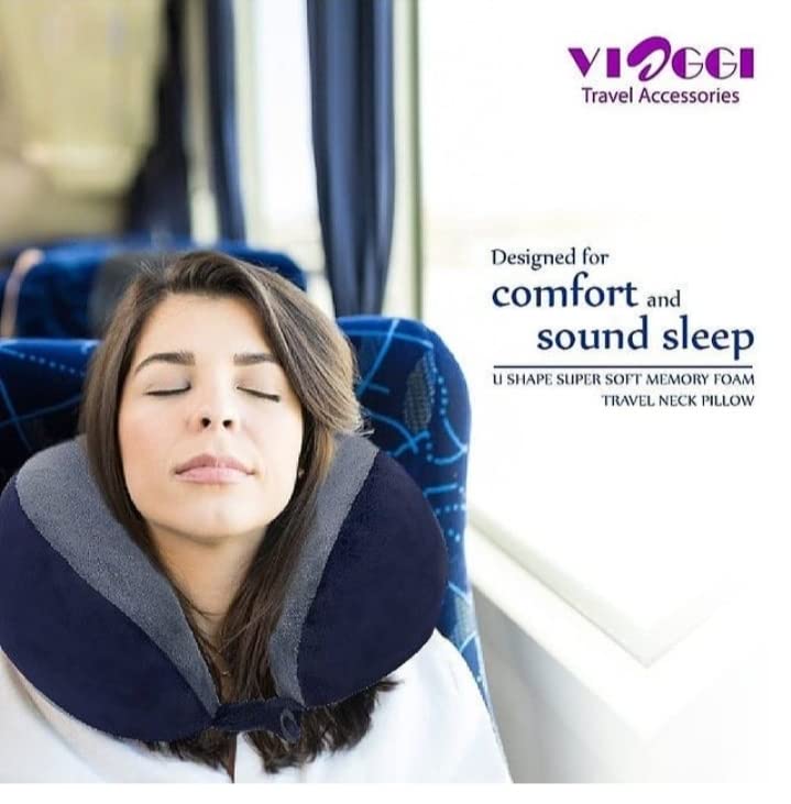 Image of Viaggi U Shape Super Soft Memory Foam Travel Neck Pillow for Neck Pain Relief Cervical Orthopedic Use Comfortable Neck Rest Pillow - Black