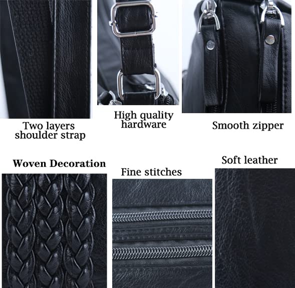 Image of ELDA 10 Pockets Crossbody Purse for Women Medium Pocketbooks Ladies Soft PU Leather Shoulder Bag Ladies Top Handle Satchel