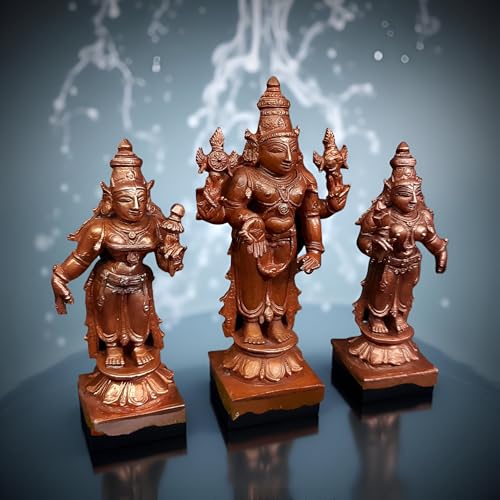 Image of Venkateswara with Sridevi and Bhudevi Murti - 3.9 in