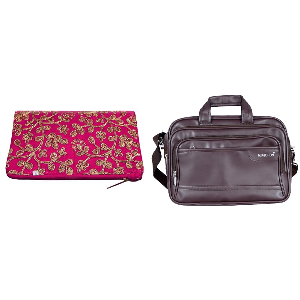heart home Kuber Hand Purse | Leather 15.6" Brown Laptop Briefcase(Luggagen008)-picture-44