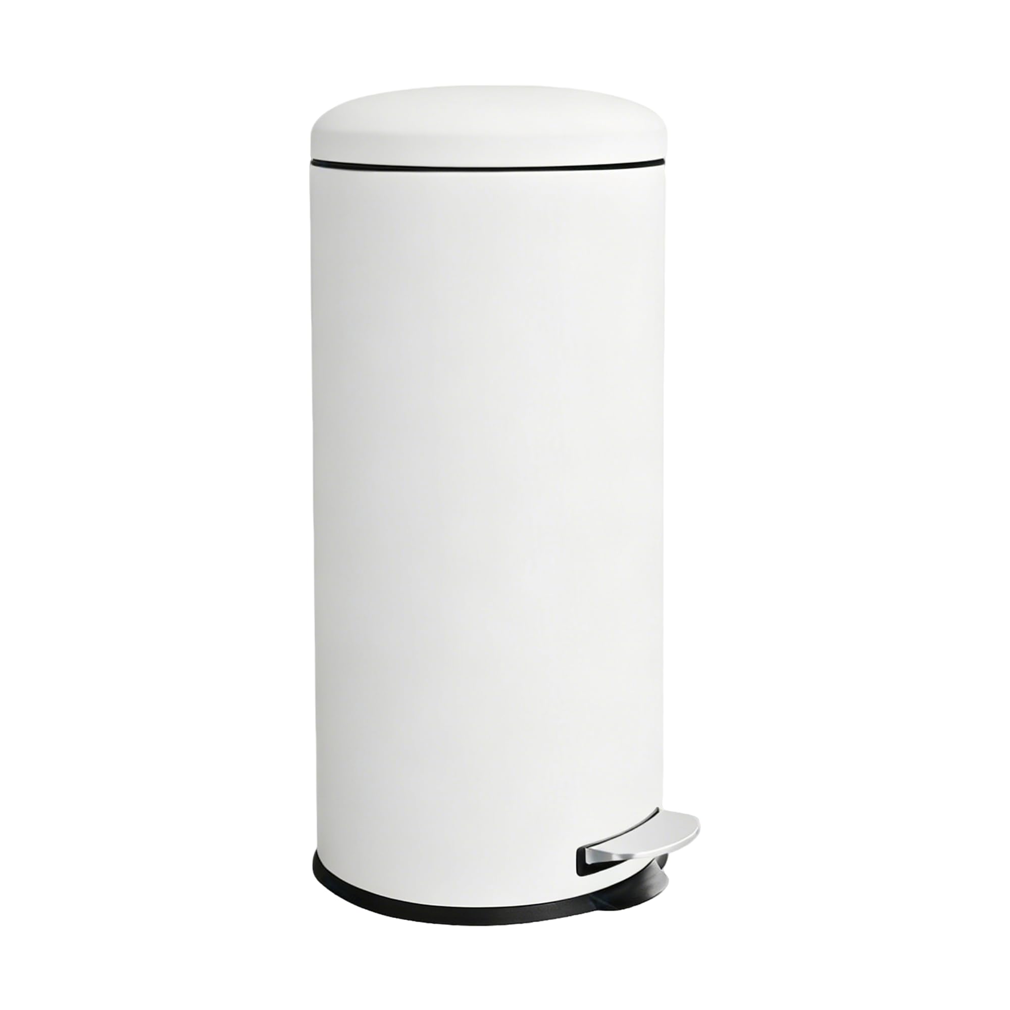 JM ·YIPENG Kitchen Bin, Round Pedal Bin with Lid, Tall 30L Bin, White Bin