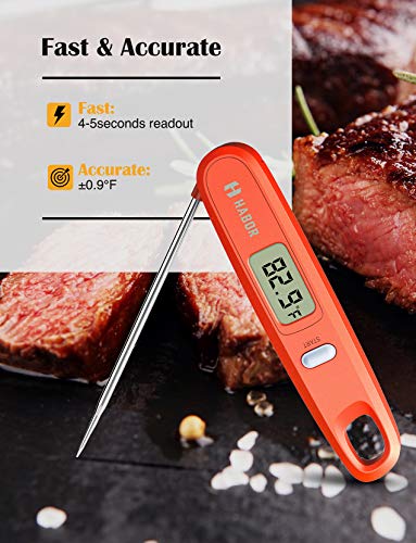 Habor Digital Kitchen Thermometer Instant Read Sensor with Foldable Probe for Food Baking Liquid Meat BBQ Grill Smokers, Standard, Chipotle - Thumbnail 2