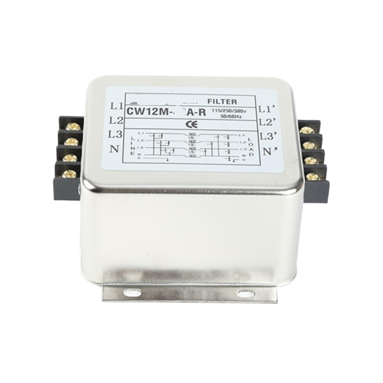 WBBAYDRFR CW12M-3A/6A/10A/20A/30A/40A-R Power Filter Anti-Interference Terminal Block Three-Phase Four-Wire 380V(CW12M-6A-R)