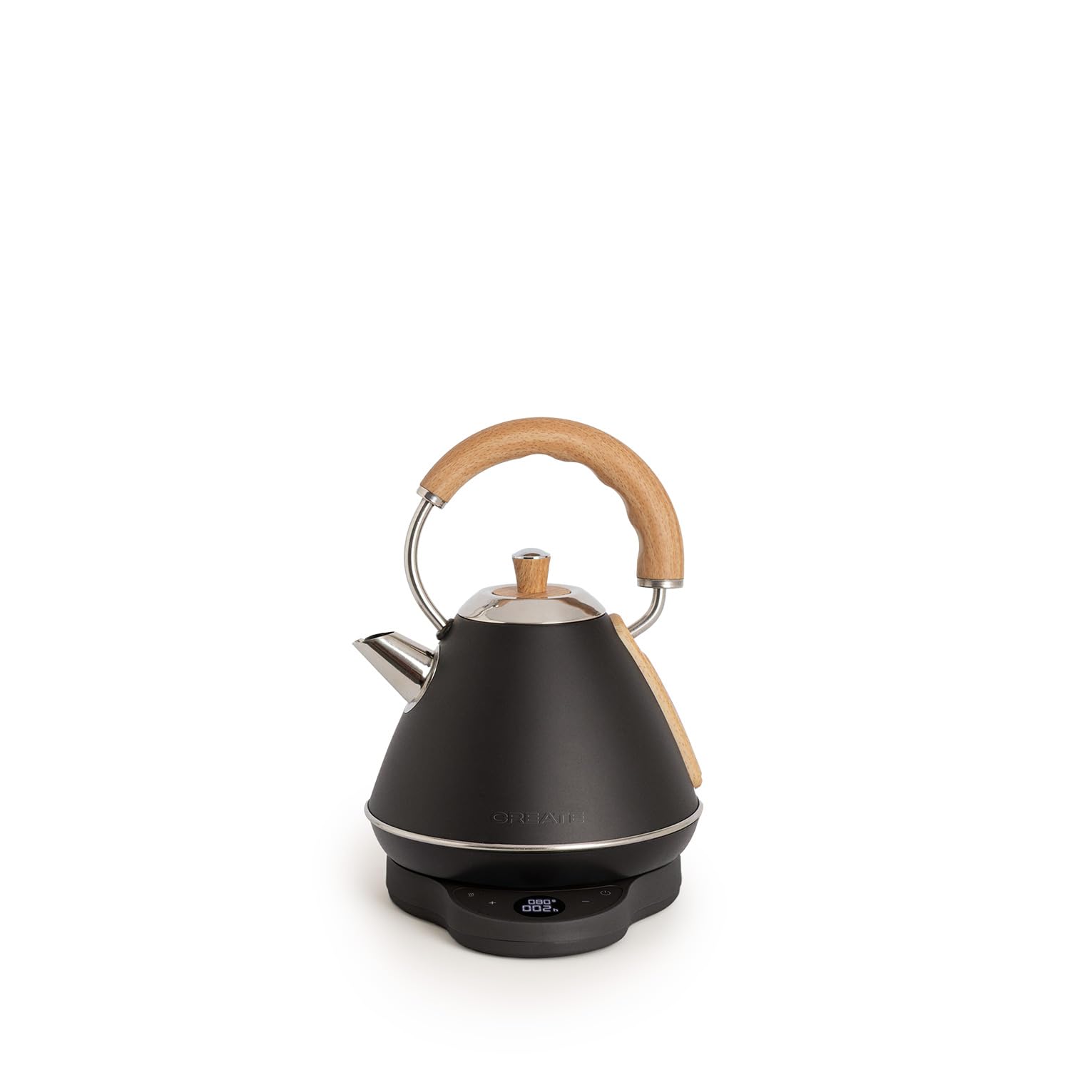 CREATE/KETTLE RETRO PRO/Bouilloire électrique 1 L avec contrôle de température noir/Système d’arrêt automatique, ébullition rapide, base antidérapante, panneau transparent, 1200W