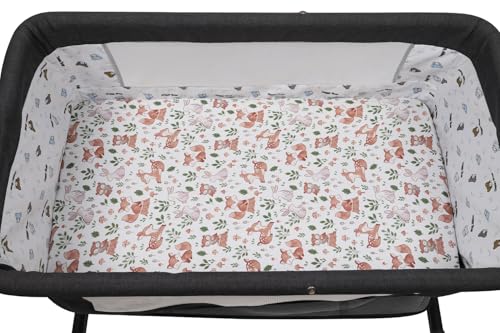 Image of Stretchy Fitted Crib Sheets Set 2 Pack Portable Crib Mattress Topper for Baby Girl Boy,Ultra Soft Jersey Material, Brown & Fox