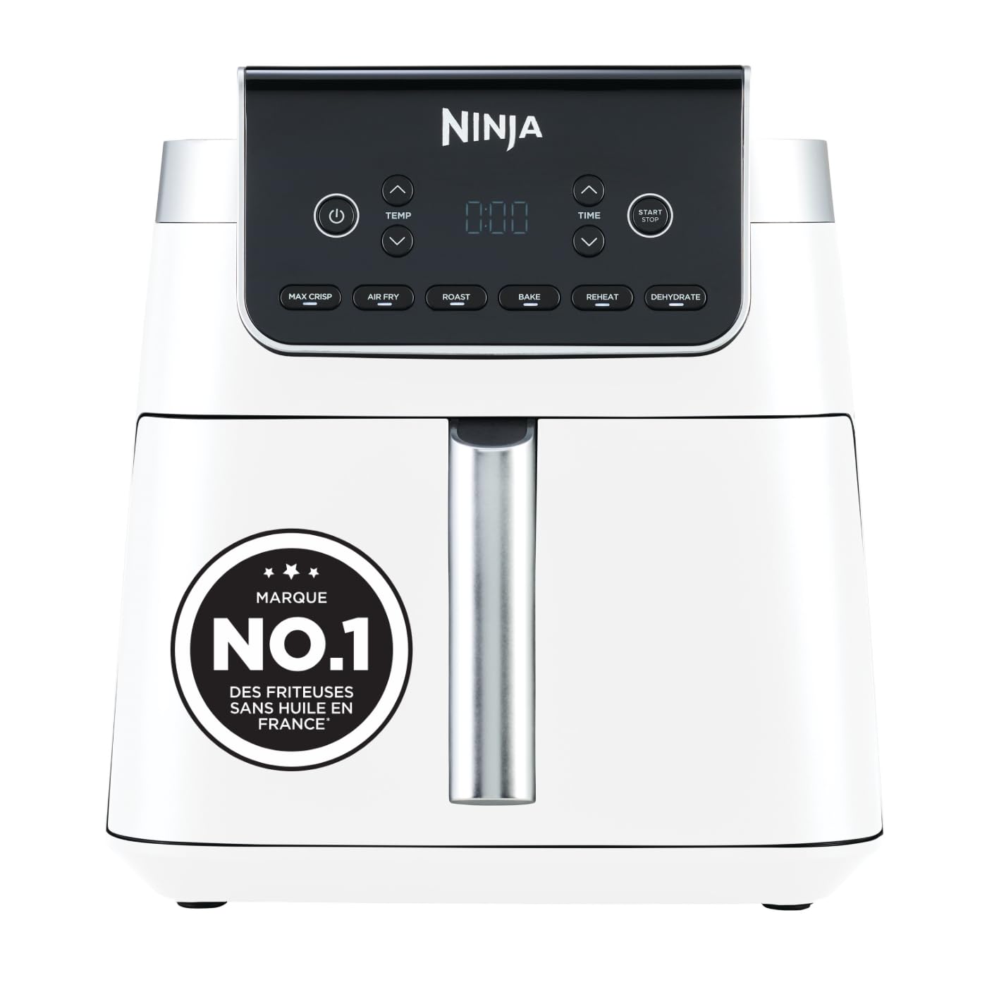 Ninja Air Fryer MAX PRO, 6.2L, sans huile, grand tiroir, rôtir AF180EUWH | cuire, frire, familial, numérique, panier et plaque de cuisson compatibles lave-vaisselle, Blanc
