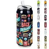 ORION Thermobecher Thermoskanne in Form einer Dose Coffee-to-Go für warme und kalte getränke RETRO School schwarz 0,5 L