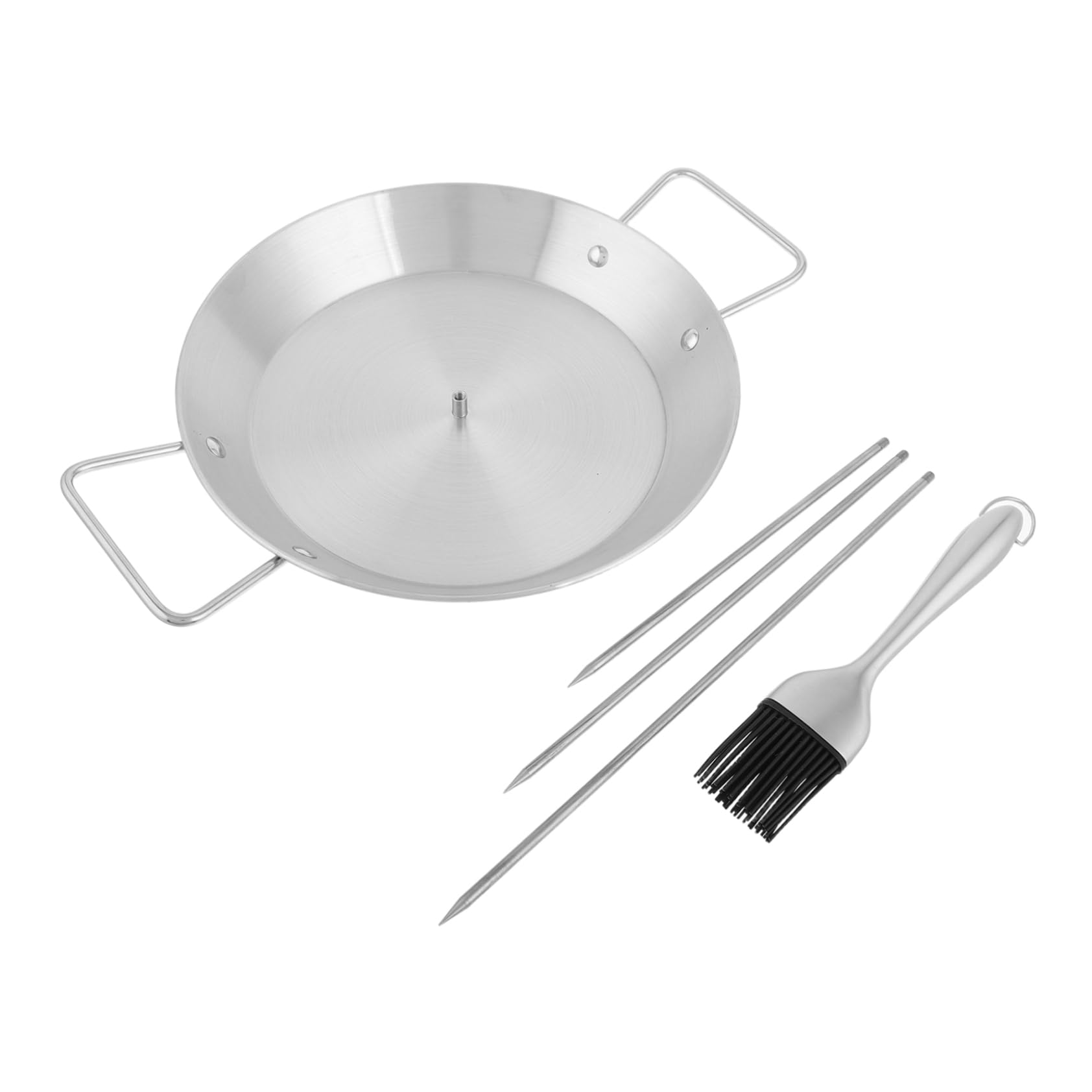 Parrilla Vertical para Barbacoa con 3 Pinchos Extraíbles | 1 Juego con Cepillo para Aceite, Diseño Vertical, Uso para Shawarma, Kebabs, Pescado y Salchichas