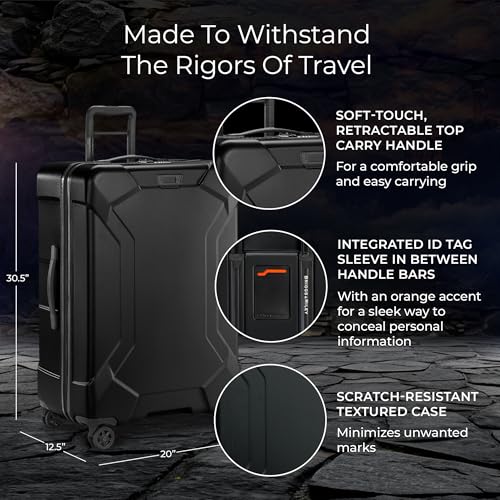 Image of Briggs & Riley 30 inch Large Spinner - Checked Luggage for Travel, Suitcases with Wheels, Hardside Rolling Bag for Men & Women, Self-Repairing Zipper - Torq Collection, Stealth Black