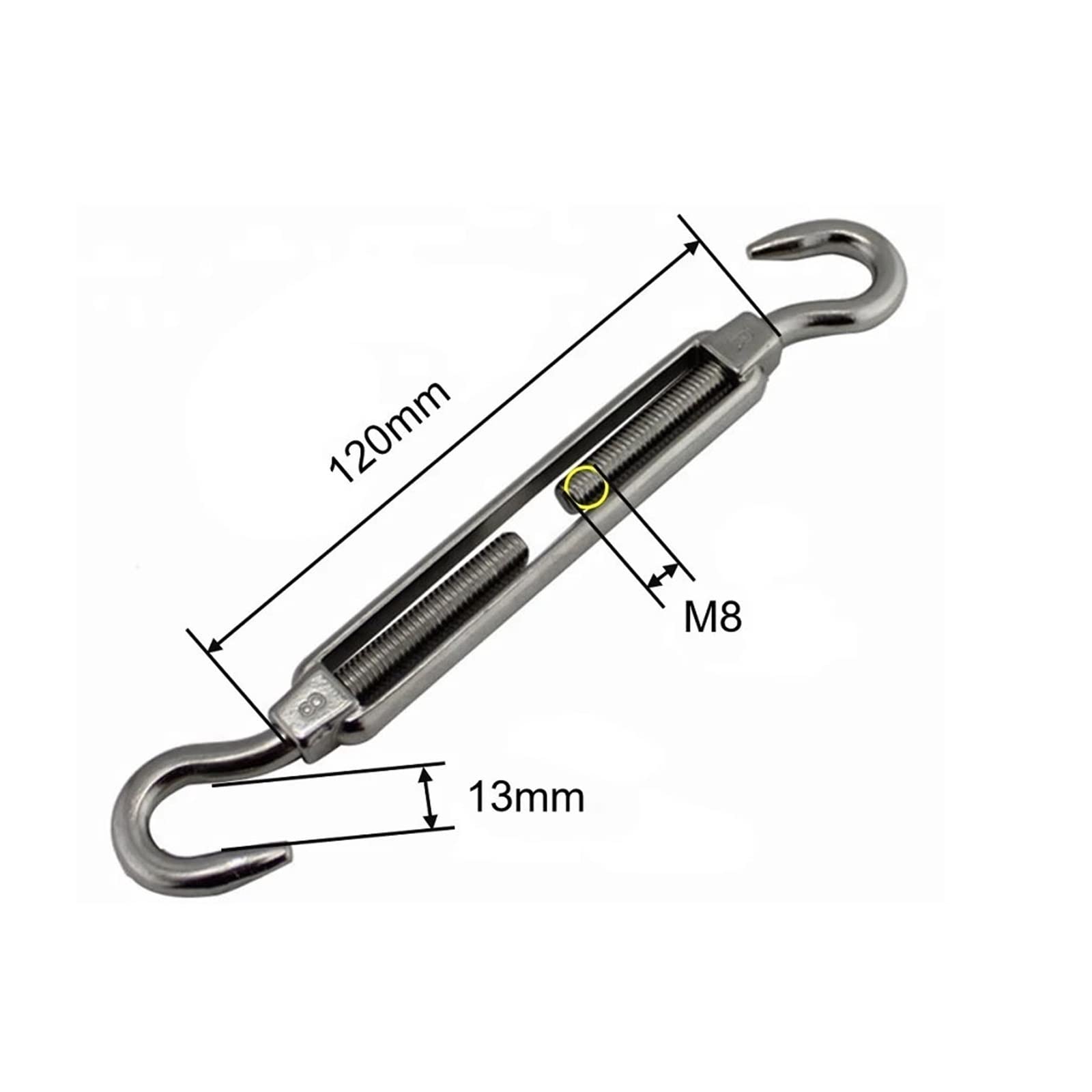 Napinacz do lin, 2/5/10 szt. Srebrny hak i haczyk ze stali nierdzewnej 304 M5/M6/M8 Ściągacz w stylu europejskim(M8,10pcs)